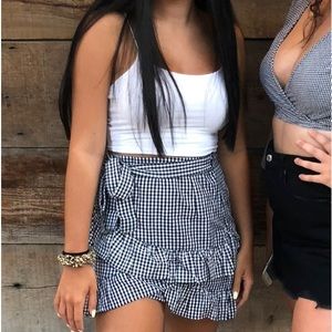 Princess Polly Black and White Wrap Mini Skirt